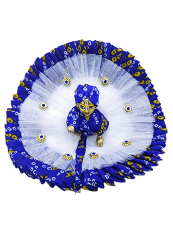 Lord Krishna Laddu Gopal Vagha - Exquisite Handmade Traditional Outfit Blue & White