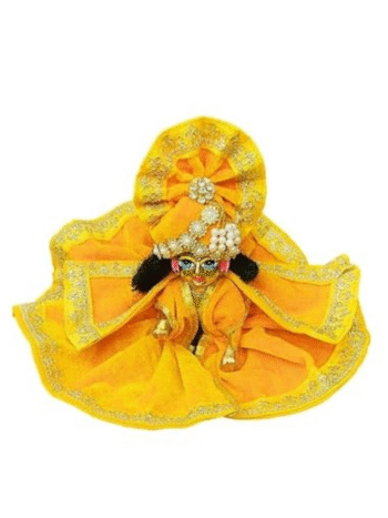 Lord Krishna Laddu Gopal Vagha - Exquisite Handmade Yellow Winter Outfit