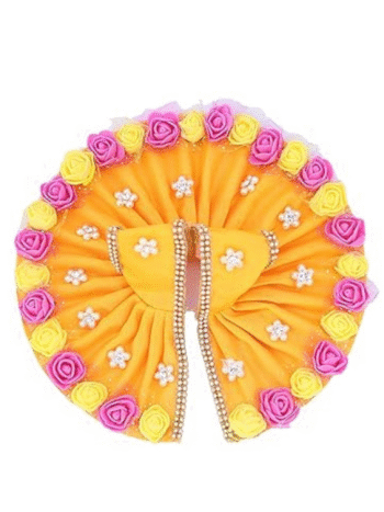 Lord Krishna Laddu Gopal Vagha - Exquisite Handmade Yellow Floral Outfit