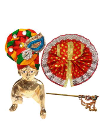 Lord Krishna Laddu Gopal Vagha - Exquisite Handmade Red Outfit
