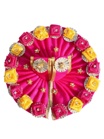 Lord Krishna Laddu Gopal Vagha - Exquisite Handmade Pink Floral Outfit