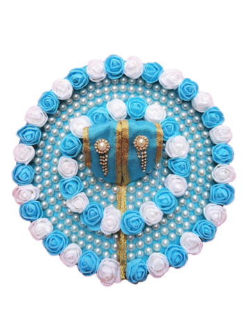 Lord Krishna Laddu Gopal Vagha - Exquisite Handmade Blue & White Floral Outfit
